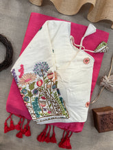 Gajri Handloom Cotton Saree With Embrodery Work Redy Made Blouse